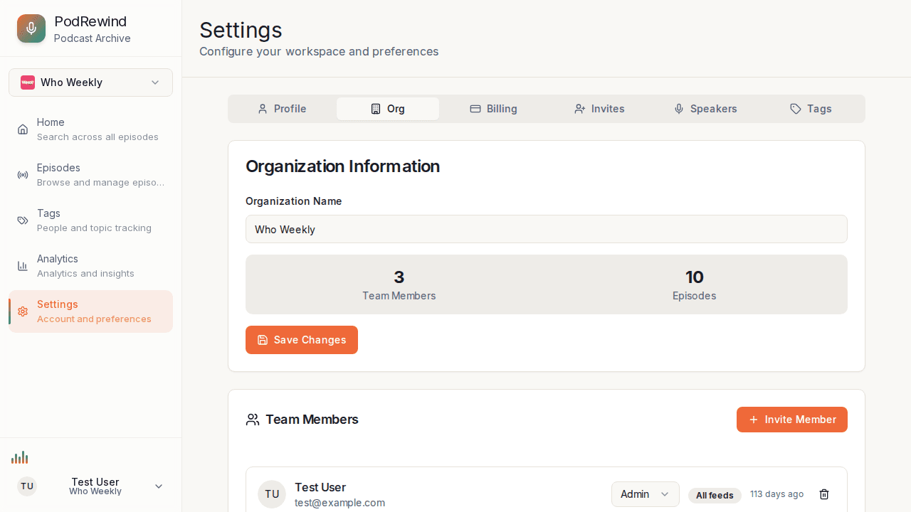 Team management settings